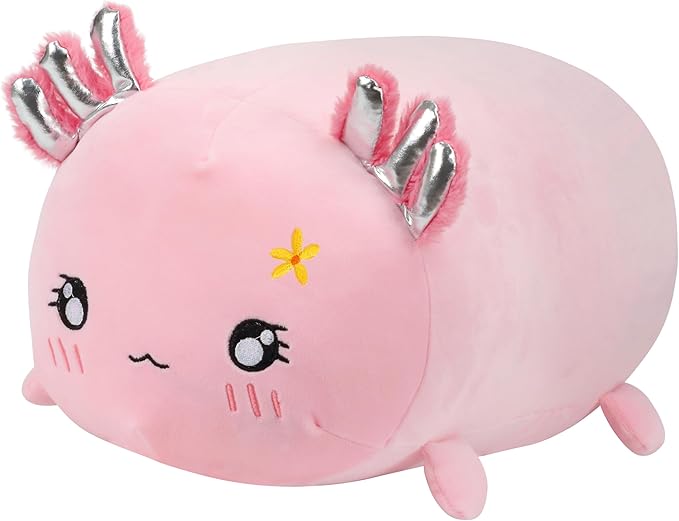Cuteoy 17.7" Axolotl Stuffed Animal Plush Pillow Soft Comfortable Plushies Large Throw Body Pillow Sleeping Salamander Plush Toy for Girls Boys Birthday