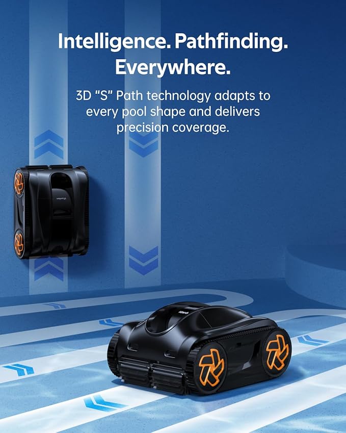 (2025 Upgrade) Pool Cleaner K60, 6H Runtime Cordless Robotic Pool Vacuum, Touch Screen, Smart Navigation, Cleans Floor, Walls, Waterline, Ideal for Above & In-Ground Pools, Self-Parking