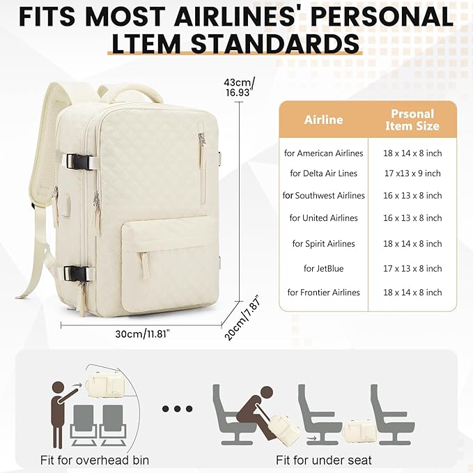 suwasp Vacuum Backpack Travel with Pump, Travel Backpack for Women Men, Vacuum Compression Bags with Laptop Compartment/Shoe Compartment, Personal Item Carry On Backpacks Flight Approved, Beige
