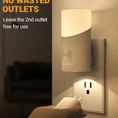 Lyridz LED Plug-in Night Light with 360° Motion Sensor, 1-150 Lumens Dimmable Nightlights Indoor for Bathroom, Bedroom, Hallway, Stairs, Pet House, 2 Pack