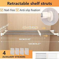 BAOYOUNI Tension Closet Shelf, Adjustable Storage Rack Separator Wardrobe Cupboard Divider Organizer Rod for Kitchen Bathroom Bedroom, 23.62-39.37 Inch