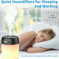 SZO Night Lights Humidifiers For Bedroom, USB Rechargeable, LED Lights For Bedroom,4 Mode Portable Night Lights Humidifier Fit For Various Scenarios,<28dB, Auto Shut-off, Ideal For Home Travel Plants