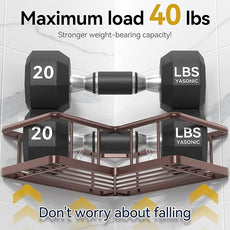 YASONIC Shower Caddy Corner, 3-Pack Adhesive Rustproof Stainless Steel Shower Shelves with Soap Holder, No Drilling Shower Organizer Corner for Dorm, Renters Bathroom, Bronze