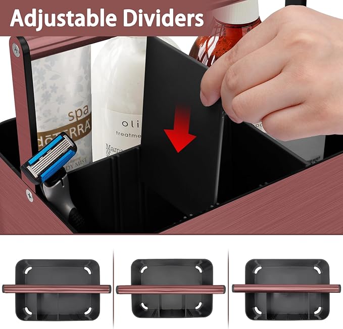 Shower Caddy Portable for College Dorm Room Essential, Bathroom Caddy Organizer with Handle and Adjustable Dividers, Shower Storage Tote, Plastic Shower Basket Bin for Shampoo Toiletry