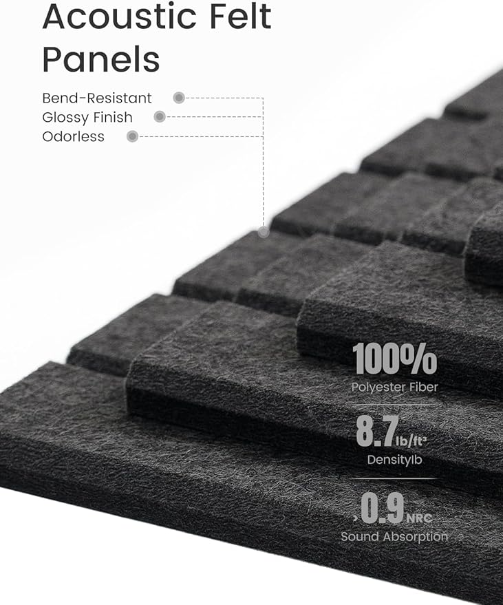 Felt Bulletin Board Tiles -28"x18" with 40 Adhesive Tabs, Cork Board Alternative for Office Decor, Push Pin Board Wall Organizer 6-Pack (Charcoal Gray)