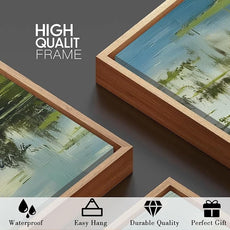 BINCUE Framed Green Nature Wall Art Lake Scenery Wall Decor Landscape Art Print for Living Room Bedroom Office 16 x24 Inches Set of 3