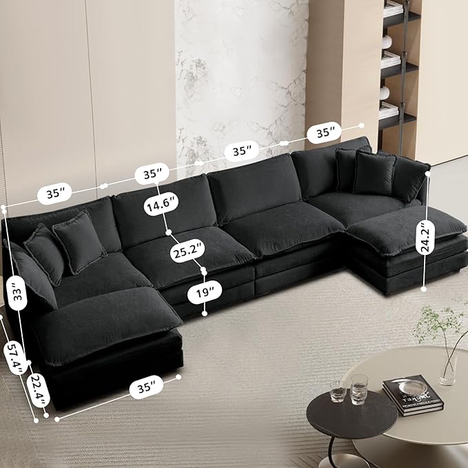 SoarFlash Chenille Sectional Middle Position Sofa,Grey