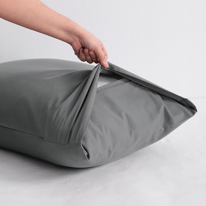 NTBAY Standard Cotton Pillowcases - Envelope Closure 20x26 Pillowcases Set of 2, Breathable and Soft Bed Pillow Cases, Grey
