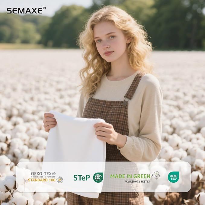 SEMAXE 6-Pack White Hand Towels - Premium 27"x16" Bathroom Towel Set with Hanging Loops, Oeko-Tex Certified 100% Cotton, Hotel Luxury for Home