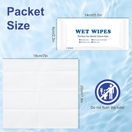 Individually Wrapped Wet Wipes, Wet Wipes For Hands Bulk, Easy To Carry, Quick To Clean Hands, Suitable For Restaurants, Barbecues, Travel, Weddings, Homeless People (50-PACK)