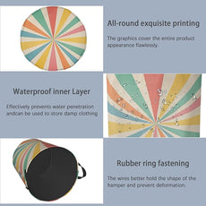 Boho Abstract Geometric Laundry Basket,Foldable with Handles Tote Bag Oxford Cloth for Bathroom Bedroom Dirty Clothes Storage Bucket 16