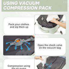 suwasp Vacuum Compression Backpack, 45L Expandable Travel Backpack with Electric Vacpack Pump, Travel Vacuum Bags with Shoe Compartment/17inch Laptop Compartment/USB Port, Mintgreen