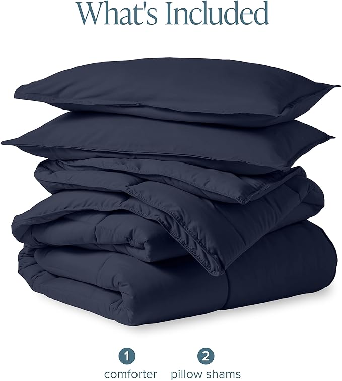 Bare Home Comforter Set - Oversized King Size - Ultra-Soft - Goose Down Alternative - Premium 1800 Series - All Season Warmth (Oversized King, Midnight Blue)