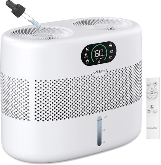 Reuseable Wick Evaporative Humidifier for Bedroom Quiet Healthy Baby Humidifier, No White Dust, Evaporative Humidifier Large Room 800ml/h 3 Speeds, 2