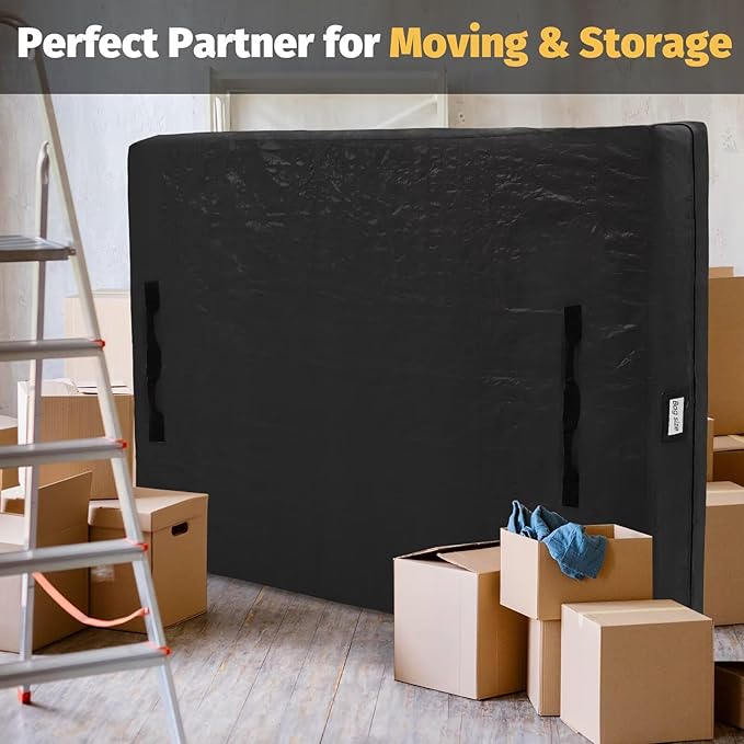Mattress Bags for Moving and Storage, BETU Twin Mattress Protector Waterproof Mattress Cover with 8 Heavy Duty Handles and Zipper Extra Thick Moving Supplies for Dorm Bed (2 Pack:77x42x13.5 Black)