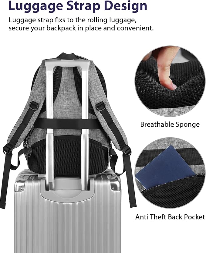 MATEIN 18 Inch Extra Large Laptop Backpack, 50 L Travel Backpack with Anti Theft Pocket & TSA Laptop Compartment for Men Women, Multiple Pockets Business Computer Carry On, Grey