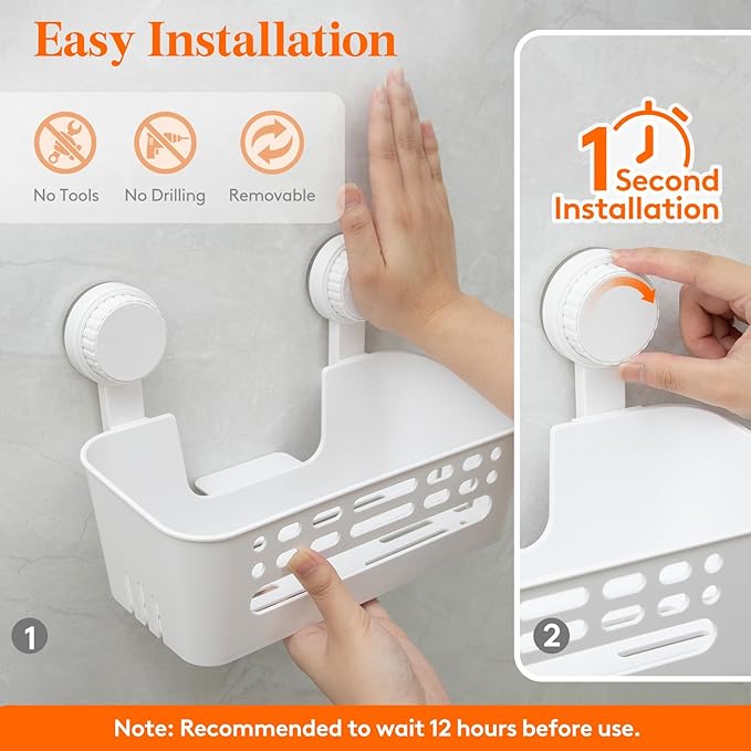 Lifewit Shower Caddy Suction Cup, 10.4inch Removable Shower Shelves for Inside Shower, NO-Drilling Bathroom Organizers and Storage Rack for Shampoo Strong Vacuum Suction, 3 Pack