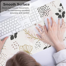QIYI Large Mouse Pad for Desk, Cute Desk Mat for Desktop, Women Girls Office Décor Desk Accessories, PU Leather Waterproof Gaming Mousepad, Boho Botanical Desk Pad Computer Mat, 31.5