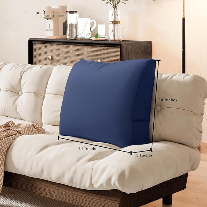 Daneey 2PCS Back Pillow for Sitting in Bed, Back Support Pillow for Couch, Back Pillow for Couch Replacement, Removable Velvet Cover, Blue