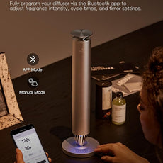 Waterless Scent Diffuser Starter Kit - 1500 Sq Ft Coverage, Alloy Atomization System,Mood Light,Smart Rechargeable Hotel Scent Diffuser, Including 120ml Essential Oil, for Home,Large Room,Spa,Silver