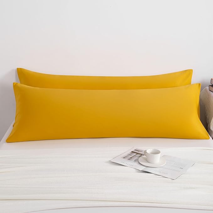 NTBAY 2-Pack Body Pillowcases, 20x54 inches, Ginger Yellow, Soft, Wrinkle, Fade Resistant, Envelope Closure, Microfiber, 2 Pieces