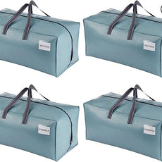 VENO 4 Pack Moving Bags w/Backpack Straps, Heavy Duty, Moving Boxes Alternative, Packing Supplies, Large Storage Totes for Dorm Room Essentials with Zipper for Clothes (Shiny Light Blue, 4 Pack)