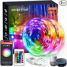 DAYBETTER 65.6ft WiFi Smart Led Lights Strip with Tuya App Control for Bedroom Decoration Work with Alexa and Google Assistant(2 Rolls of 32.8ft)