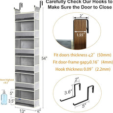Over The Door Organizer 6-Shelves and 12 Side Pockets, Over The Door Storage for Bathroom Bedroom Nursery, Hanging Door Organizers for Baby Diapers and Kids Toys (13