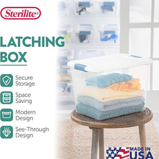 Sterilite 6-Pack Latching Box, Under Bed Storage Bins with Lids, Clear Plastic, 25 Quart - Heavy-Duty Organizing Containers for Closet, Bathroom, and Office