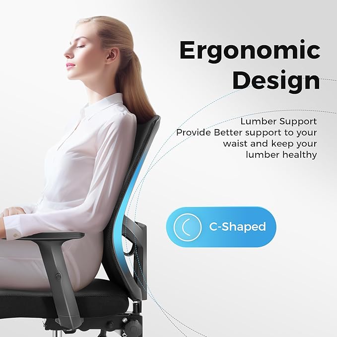 MAISON ARTS Mesh Office Chair Set of 4, Ergonomic Home Desk Chair with Lumbar Support, Mid-Back Computer Task Chair with Breathable Mesh and Adjustable Armrests for Home Office