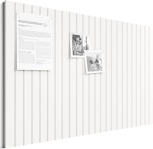 Bumusty Large Cork Board Alternative-36 x24 Felt Bulletin Board Tiles, with 30 Pushpins, 40 Adhesive Tabs, 6-Pack Slat Wall Paneling, Cork Boards for Office Push Pin Board Felt Board-Milky White