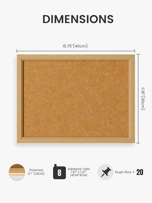 Felt Cork Board Alternative, Felt Bulletin Board 16" x 12" Mustard Yellow Frame with 8 Adhesive Tabs, Pin Board for Home Office, Classroom, Entryway, Kitchen Wall Decor—Sunset Yellow