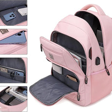 Laptop Backpack,Business Travel Anti Theft Slim Durable Laptops Backpack with USB Charging Port,Water Resistant College Computer Bag for Women & Men Fits 15.6 Inch Laptop and Notebook-Light Pink