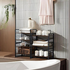 3-Tier Small Bookshelf, Industrial Metal & MDF Bookcase, X-Brace Stable Shelving for Small Spaces, Adjustable Feet, Easy Assembly, 27.6