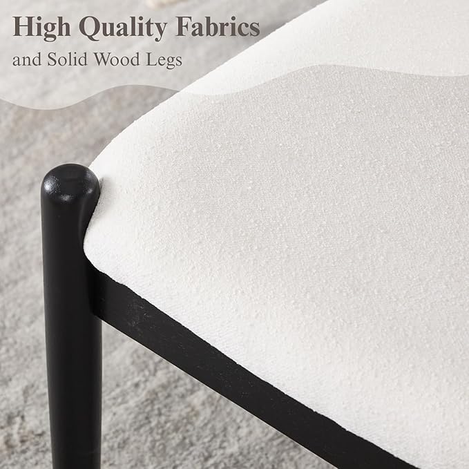 DUOMAY 55'' Modern Ottoman Bench, Chenille Upholstered Entryway Bench Bedroom Bench with Wood Legs, End of Bed Bench for Bedroom, Living Room, Corners, Kitchen, White