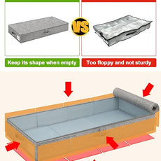 punemi Under Bed Storage Containers, 2 Pack 4.5 Inch Tall Low Profile Underbed Clothes Storage Organizer Bin with Sturdy Side & Bottom Support, Use as Clothes Organizer, Pillow and Blanket Organizer