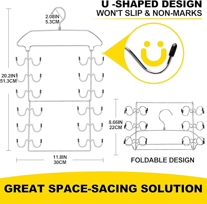 2 Pack Closet Organizers-and Storage,6 Tier Tank Top Hangers Space Saving, Dorm Room Essentials for Girls Camisoles Swimsuits Dress