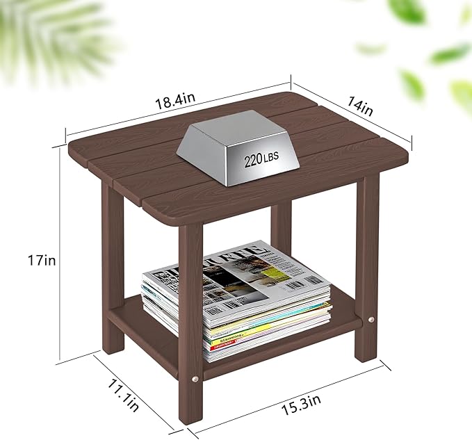 Folding Adirondack Chair 3-Piece Set - 38" Extra Tall Back & Embossed Wood Grain, Oversized HDPE Patio Furniture with Side Table & Cup Holders, 380lb Heavy Duty,Coffee