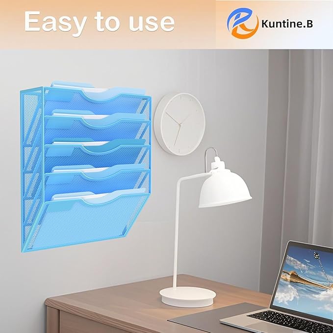 Kuntine.B Wall File Organizer (Blue, 5 Tier)