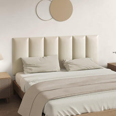 Beige Stick Headboard - 9-Piece Wall-Mounted Bed Backboard for Queen Size Beds, 24 x 12 Inches, Easy-to-Install Decorative Bed Head and Peel and Stick Queen Size Headboard for Bedroom Décor