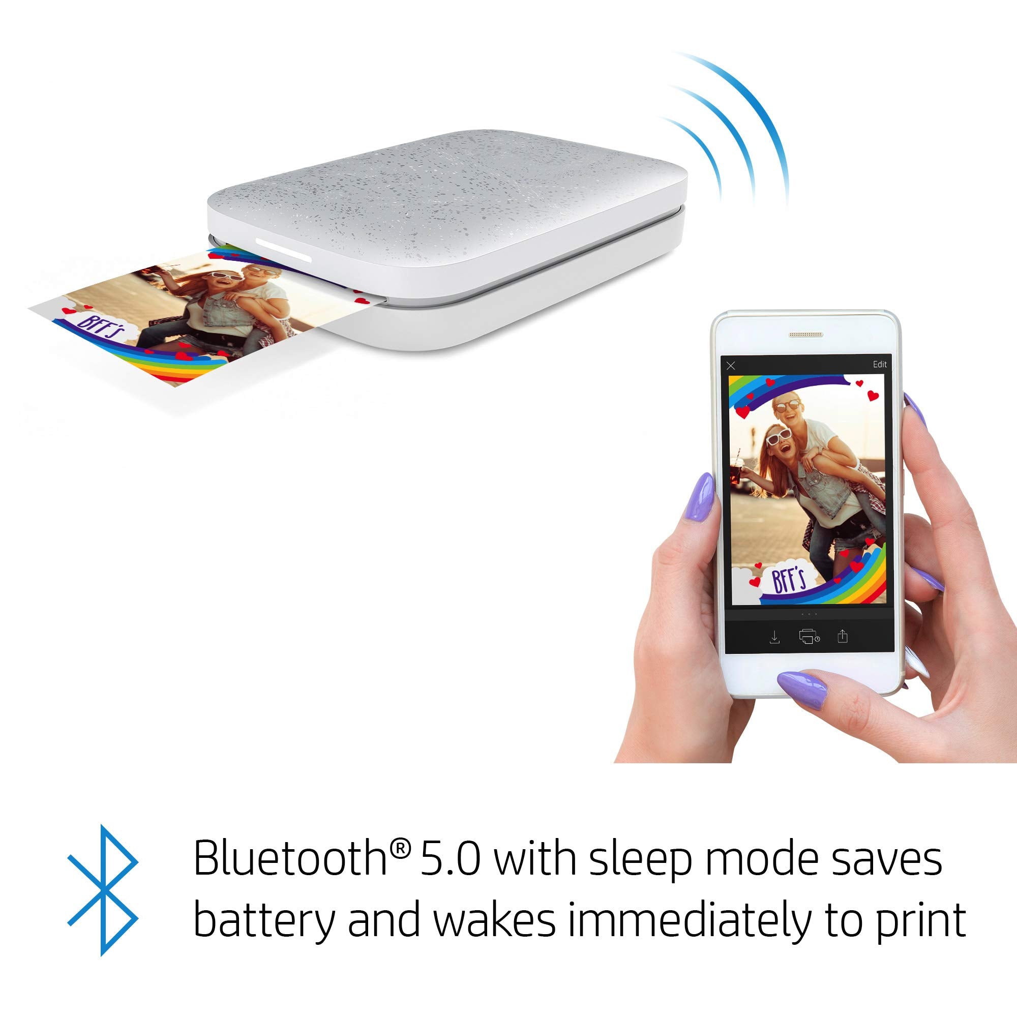 HP Sprocket Portable 2x3 Instant Photo Printer (Lilac) Print Pictures on Zink Sticky-Backed Paper from Your iOS & Android Device.