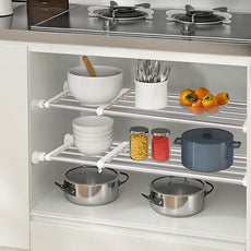 BAOYOUNI Tension Closet Shelf, Adjustable Storage Rack Separator Wardrobe Cupboard Divider Organizer Rod for Kitchen Bathroom Bedroom, 23.62-39.37 Inch