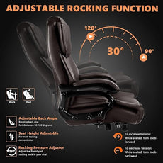 500lbs Big and Tall Office Chair with Dual Rubber Wheel and Pocket Spring Cushion, Comfy Heavy Duty Office Chair for Low Back Pain Relief, Large Executive Desk Chair with Adjustable Lumbar Support