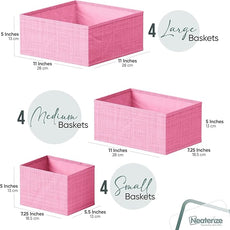 Drawer Organizer Set of 12 Pink - Nursery, Bedroom, Closet Organizer & Storage