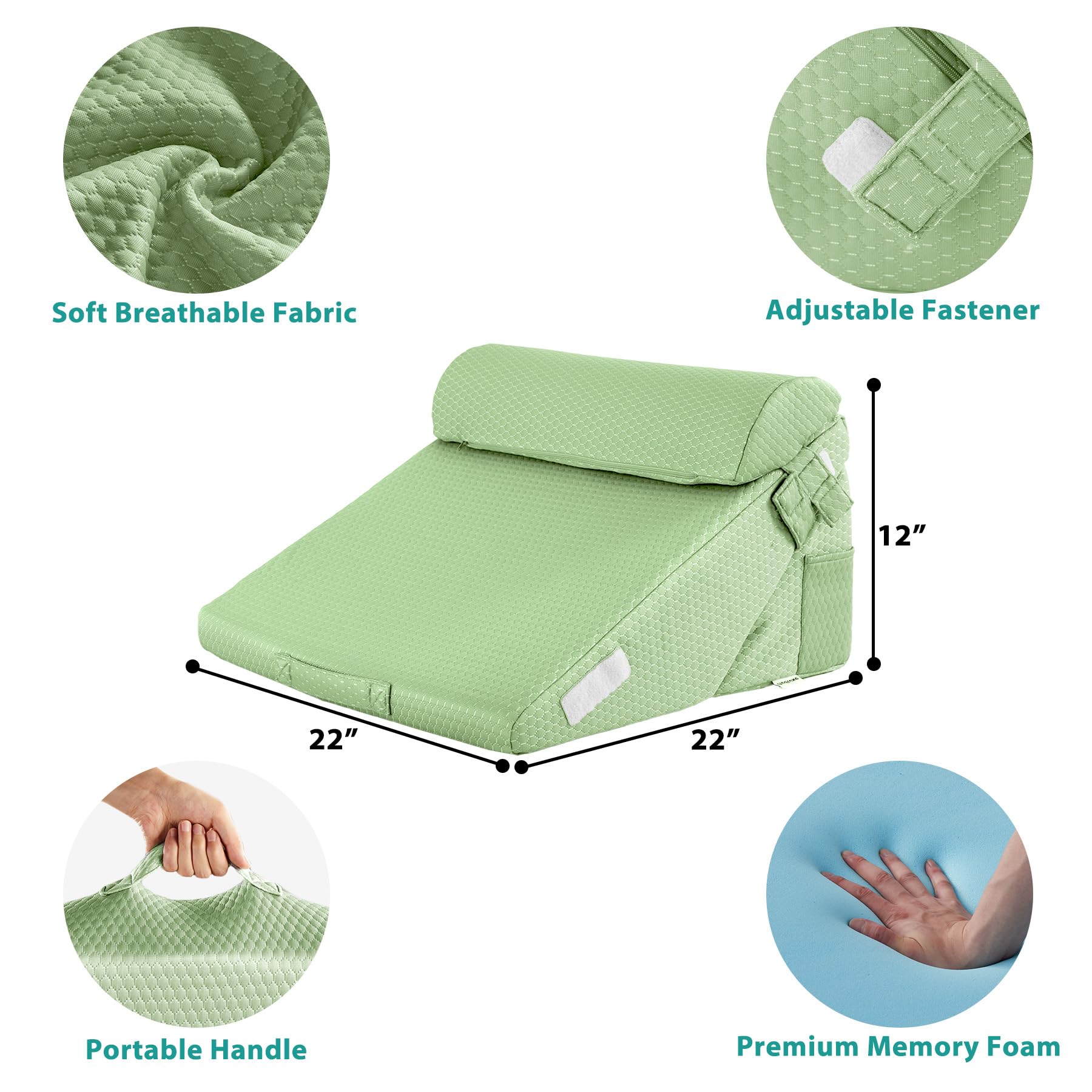 Bedluxe Wedge Pillow Headboard, 3PCS Orthopedic Bed Wedge Pillows Set for After Surgery, Adjustable Pillow Wedge for Acid Reflux&Back Pain Relief, Sleeping, Back Pillow for Bed Sitting Up, White/Grey Dormly