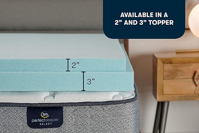 Serta ThermaGel Cooling, Pressure-Relieving Memory Foam Mattress Topper, 2 Inch, King, Made in The USA