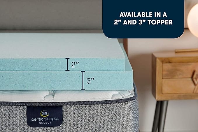 Serta ThermaGel Cooling, Pressure-Relieving Memory Foam Mattress Topper, 2 Inch, California King
