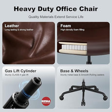 Ergonomic Executive Office Chair for Big & Tall - 500lbs Capacity with Lumbar Support & Flip-Up Armrests, Heavy Duty PU Leather Computer Desk Chair, Brown