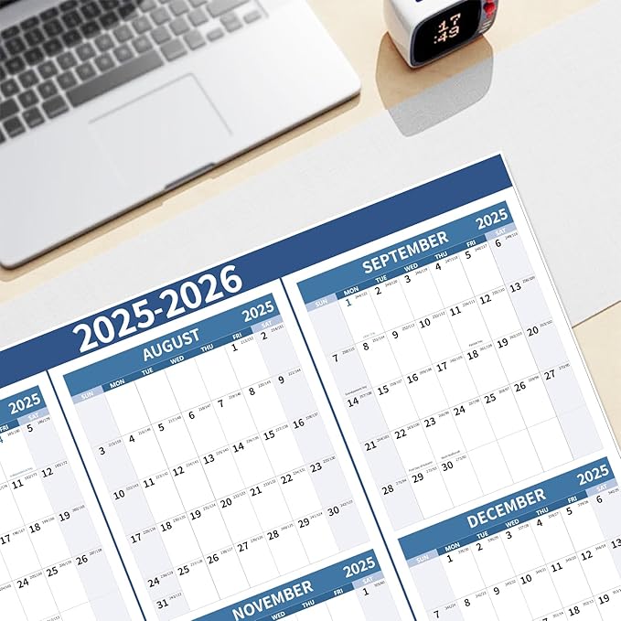 2026 Wall Calendar 34.8" x 22.8" Large Vertical Yearly 2025-2026 Wall Hanging Calenda with Julian Date from July 2025 to June 2026 Thick Paper Calendar 12 Month Annual Planner for Office Fridge(Blue)