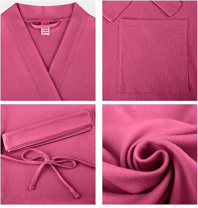 U2SKIIN Womens Robes, 100% Cotton Lightweight Robes 3/4 Sleeves Kimono Knit Soft Loungewear Short Bathrobe